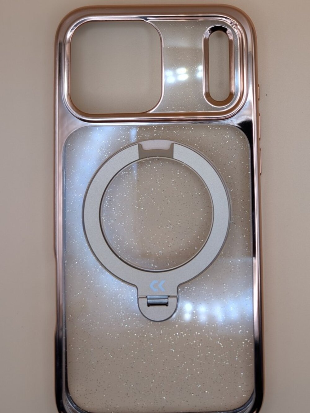 iPhone 17 Pro Max Rose Gold Pearlescent Shimmer MagSafe 360 Spin Magnetic Stand